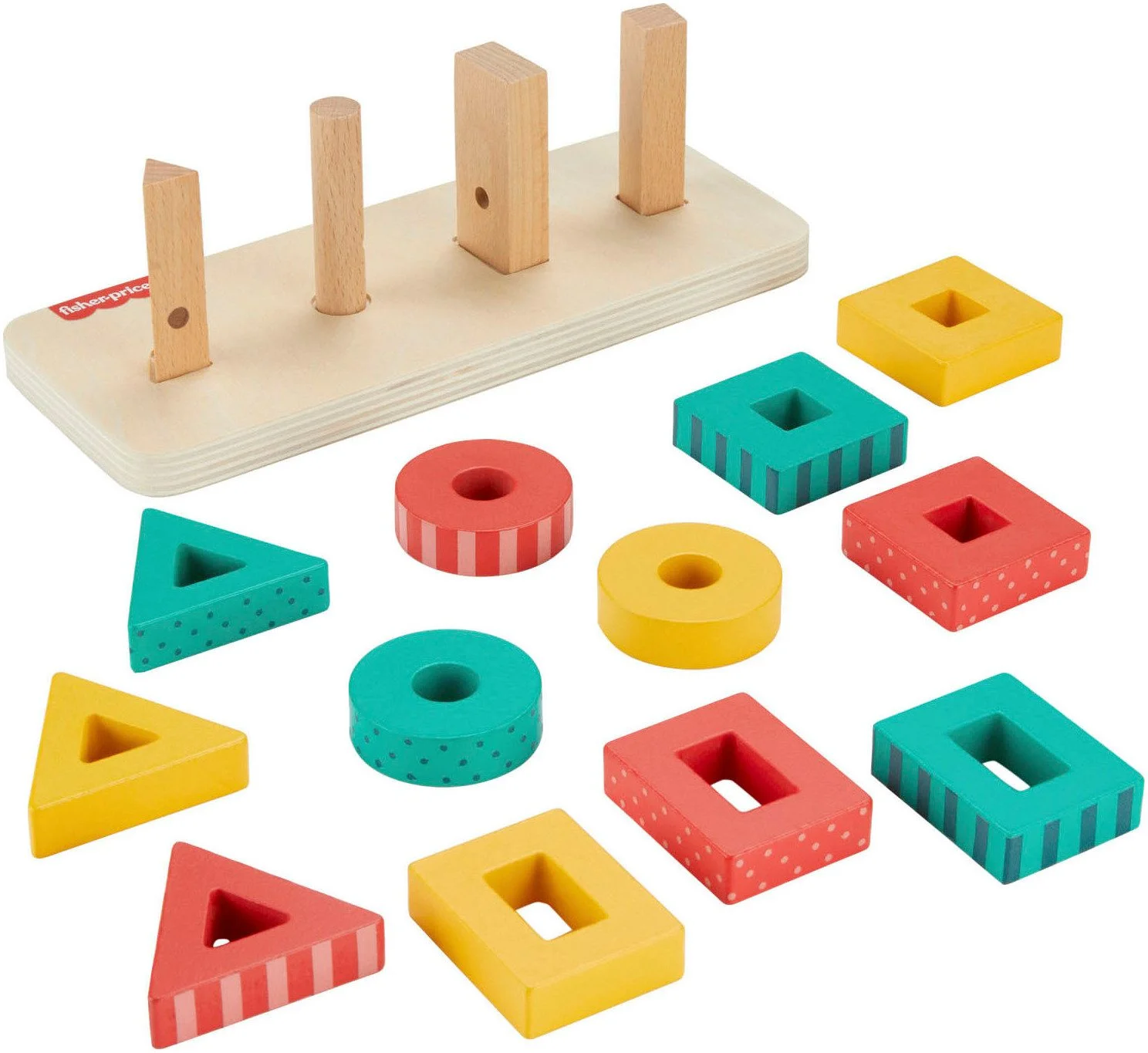 Formen-Stapel- & Sortierspielzeug aus Holz – 13-teilig